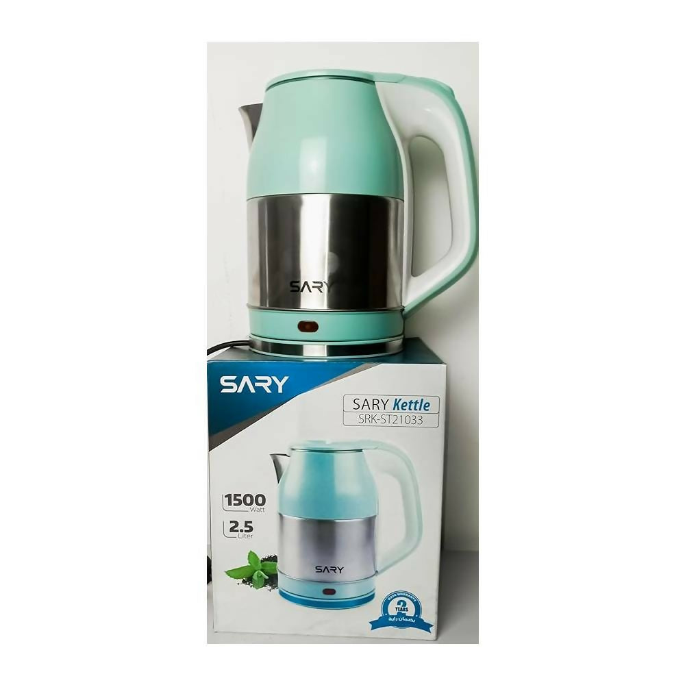 غلاية كهربائية ساري 2.5 لتر 1500 واط لون أخضر SRK-ST21033. (ضمان دولي) غلاية كهربائية ساري 2.5 لتر 1500 واط لون أخضر SRK-ST21033. (ضمان دولي)